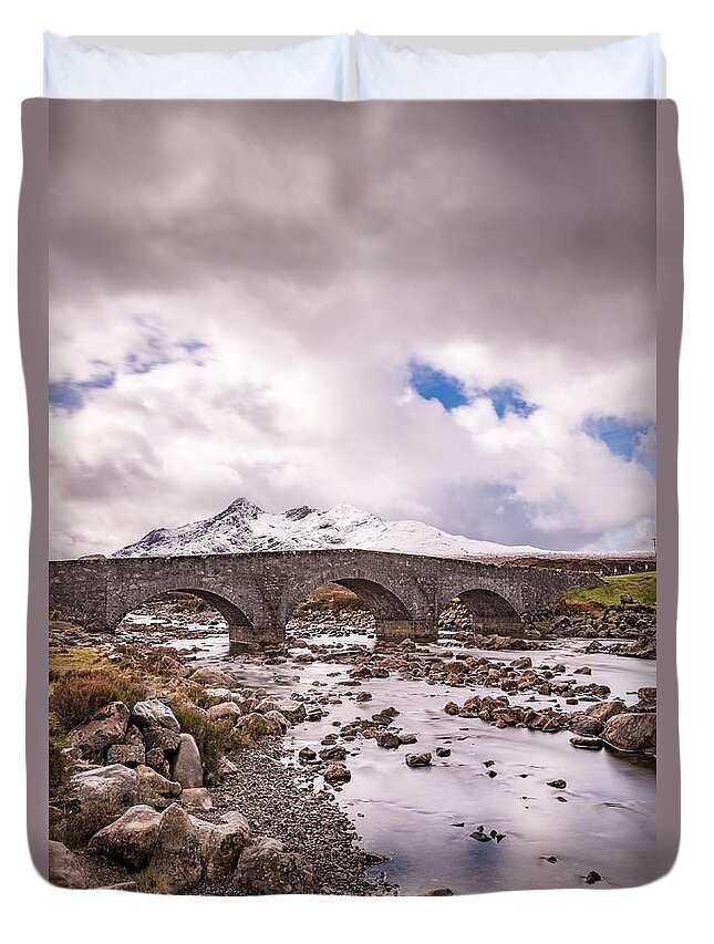  Duvet Cover featuring the photograph The bridge at Sligachan on Skye by Neil Alexander Photography