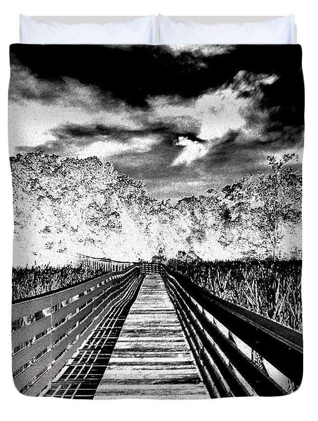 Bridge Duvet Cover featuring the digital art The Bridge by Kimmary MacLean