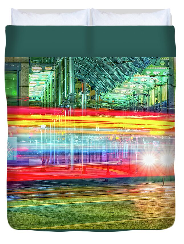San Diego Duvet Cover featuring the photograph The Bright Lights by Joseph S Giacalone