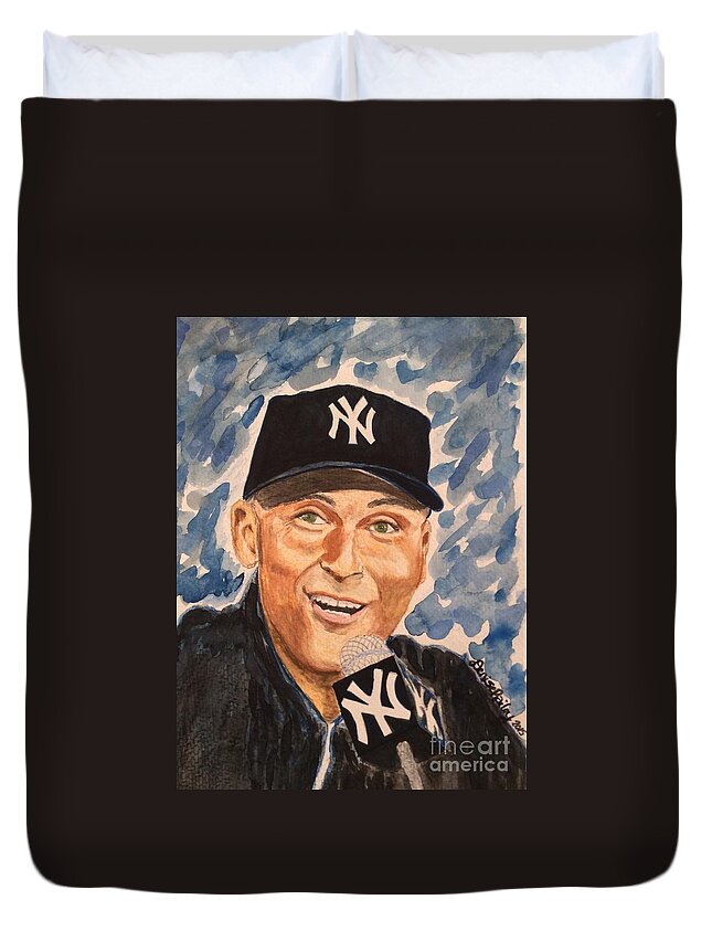 Derek Jeter Duvet Cover featuring the painting The Captain's Presser by Denise Railey