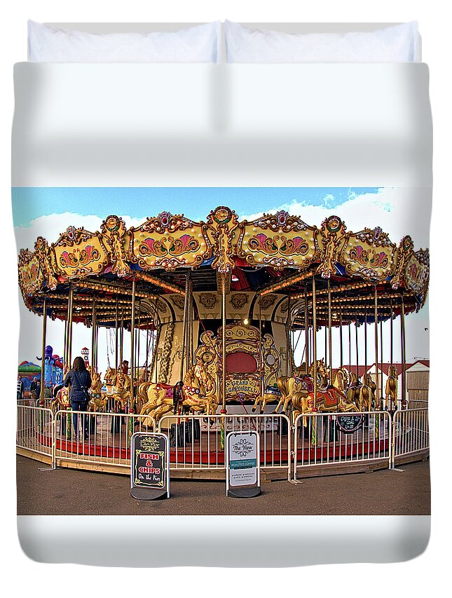 Fair Ground Duvet Cover featuring the photograph The Carousel by Richard Denyer
