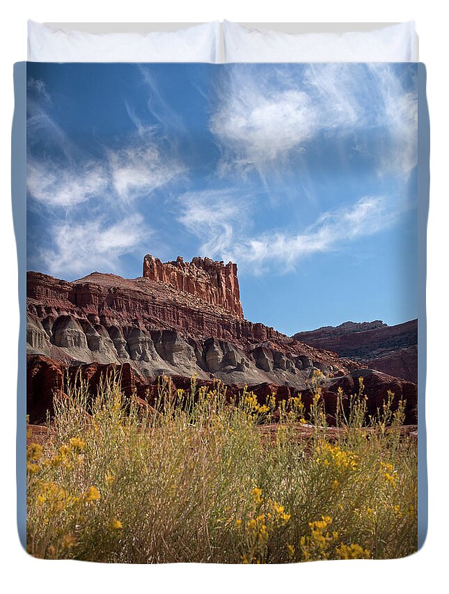 Castle Duvet Cover featuring the photograph The Castle Capital Reef by Cindy Murphy - NightVisions