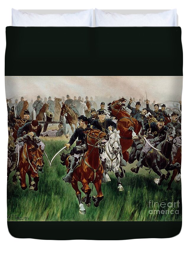 Cavalry Duvet Cover featuring the painting The Cavalry by WT Trego