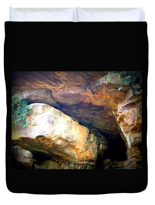 Landscape Duvet Cover featuring the photograph The Cave by Siddharth Jain