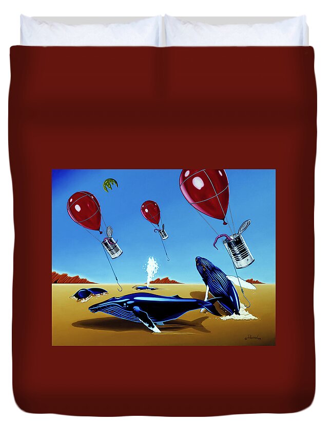  Duvet Cover featuring the painting The Chase by Paxton Mobley