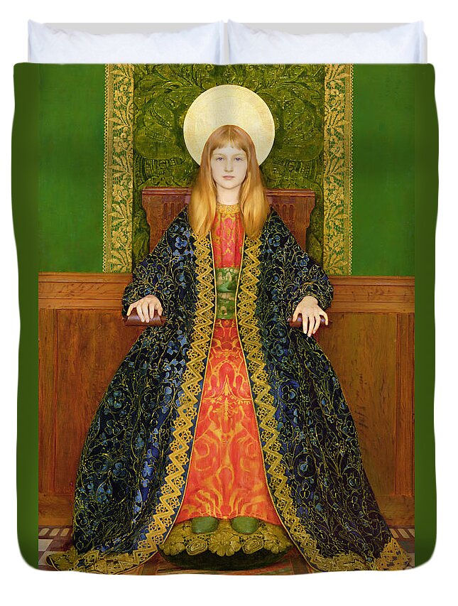 Throne Duvet Cover featuring the painting The Child Enthroned by Thomas Cooper Gotch