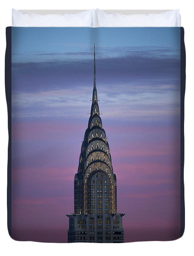 Chrysler Building Duvet Cover featuring the photograph The Chrysler Building at Dusk by Diane Diederich