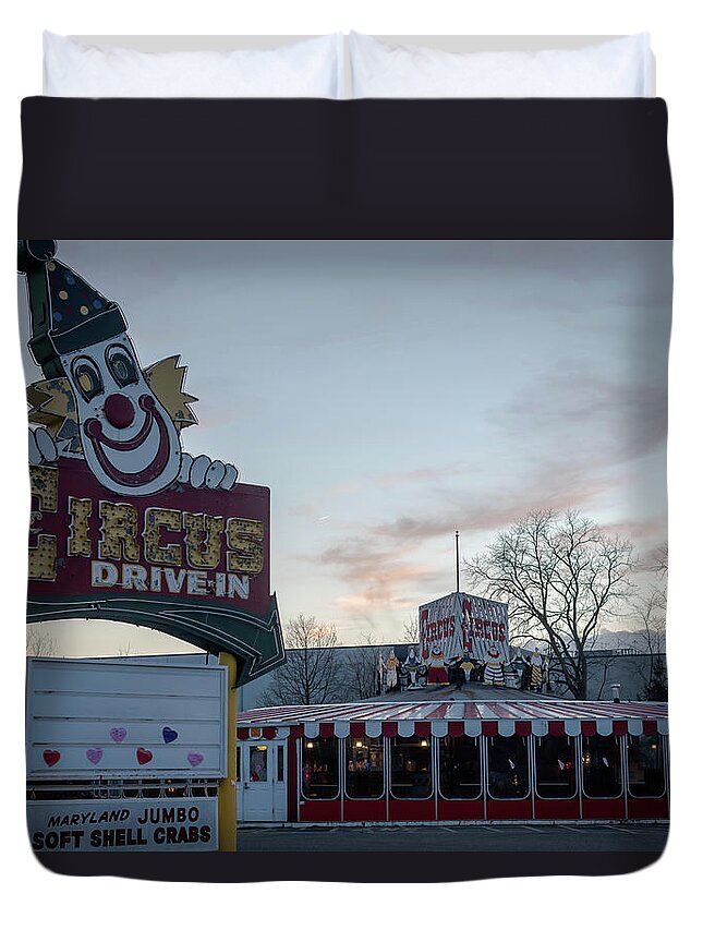 Terry D Photography Duvet Cover featuring the photograph The Circus Drive In Wall Township NJ by Terry DeLuco