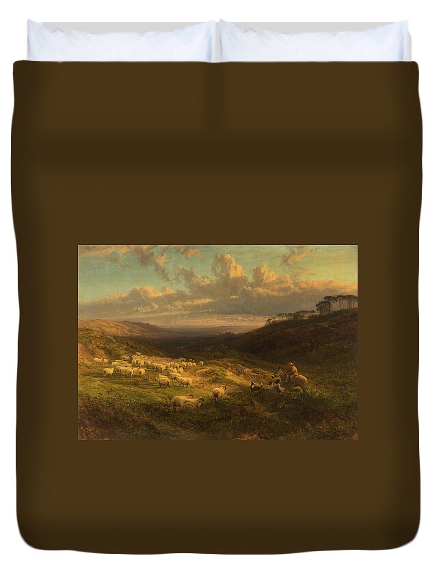 The Closing Day Duvet Cover featuring the painting The Closing Day, Scene in Sussex by George Vicat Cole