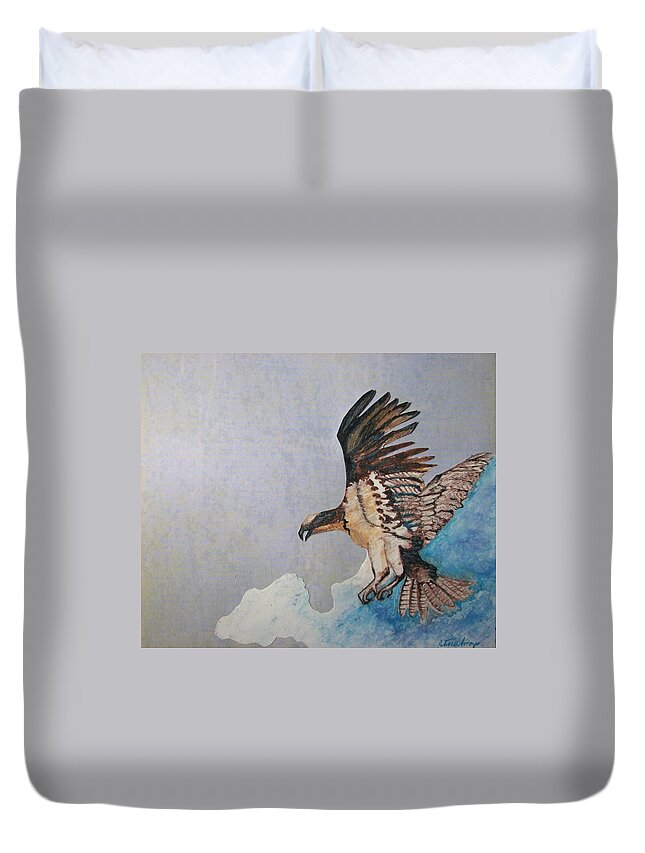 Birds Duvet Cover featuring the painting The Cloud Surfer by Patricia Arroyo