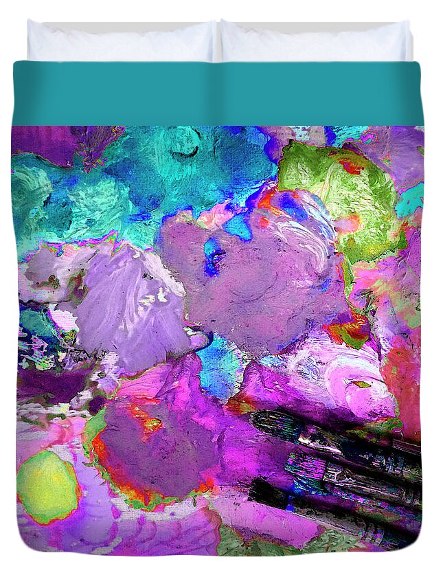 Acrylic Duvet Cover featuring the digital art The Color Palette Painting by Lisa Kaiser