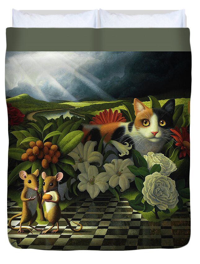 Mice Duvet Cover featuring the painting The Coming Storm by Chris Miles