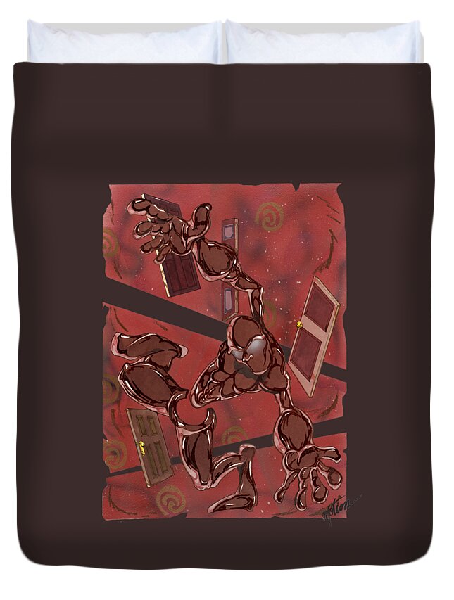 Abstract Duvet Cover featuring the mixed media The Connection by Demitrius Motion Bullock