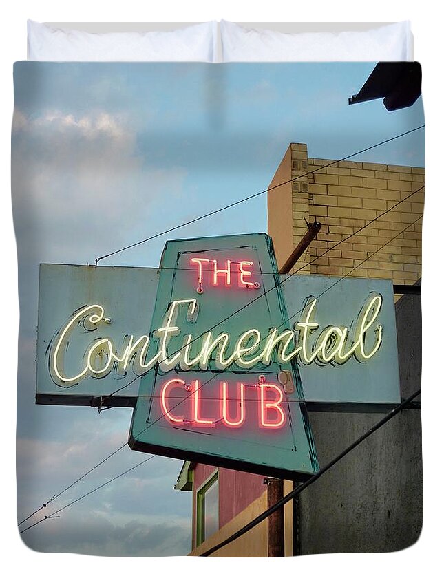 The Continental Club Duvet Cover featuring the photograph The Continental Club by Gia Marie Houck