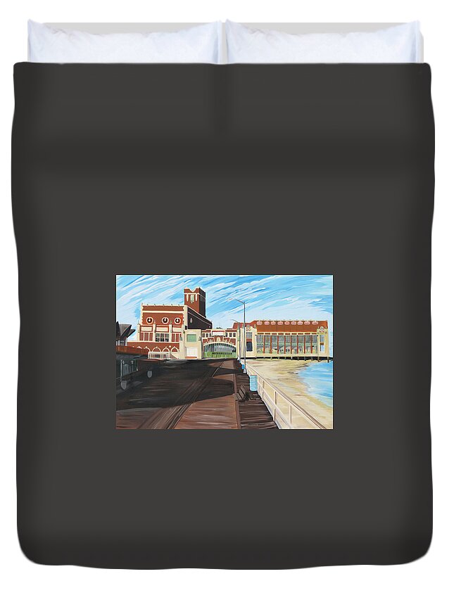 Asbury Art Duvet Cover featuring the painting The Convention Hall Asbury Park by Patricia Arroyo
