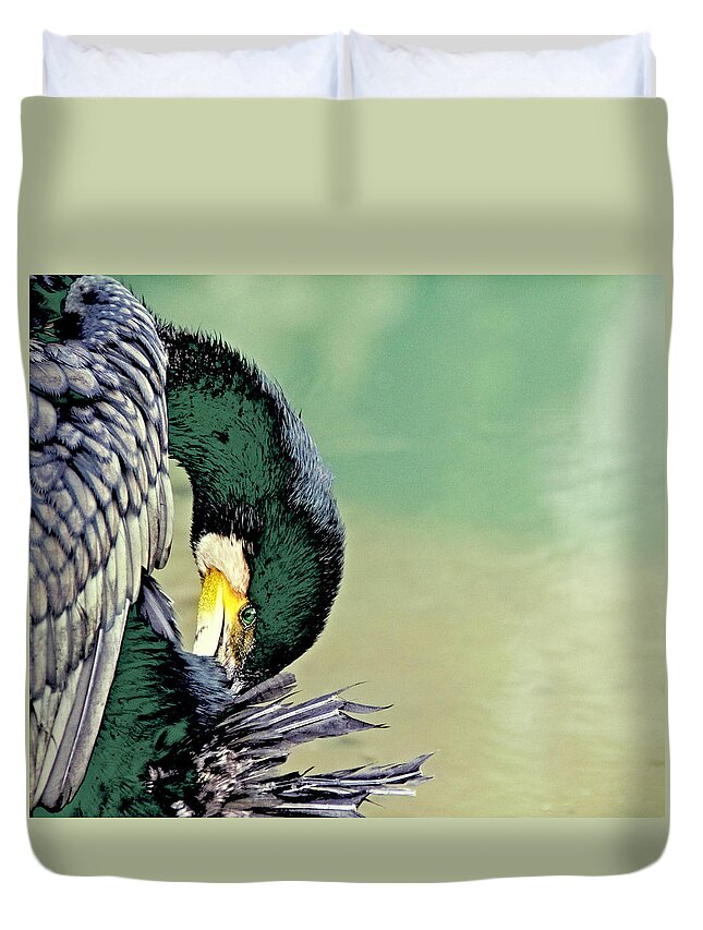 China Duvet Cover featuring the photograph The Cormorant by Marla Craven