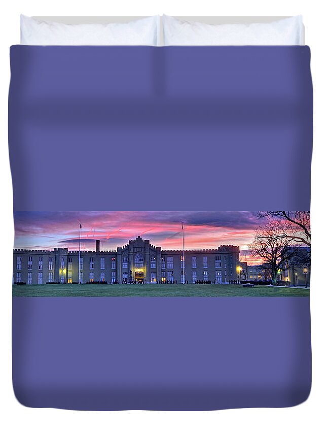 Virginia Military Institute Duvet Cover featuring the photograph The Corps Forms for Breakfast by Don Mercer