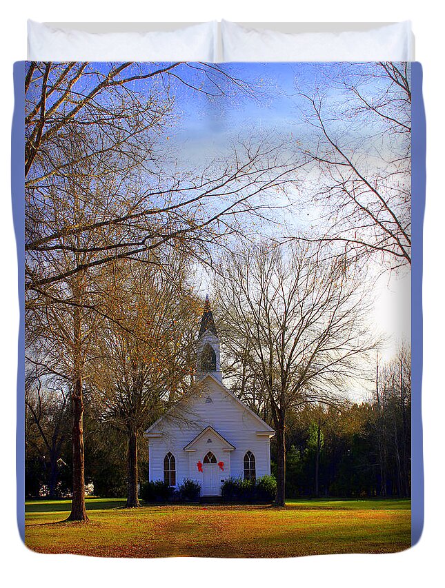 Country Church Duvet Cover featuring the photograph The Country Church by Kathy White