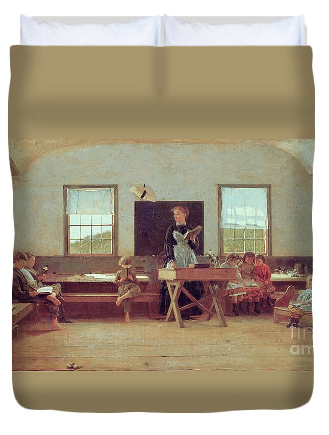 The Country School Duvet Cover featuring the painting The Country School by Winslow Homer