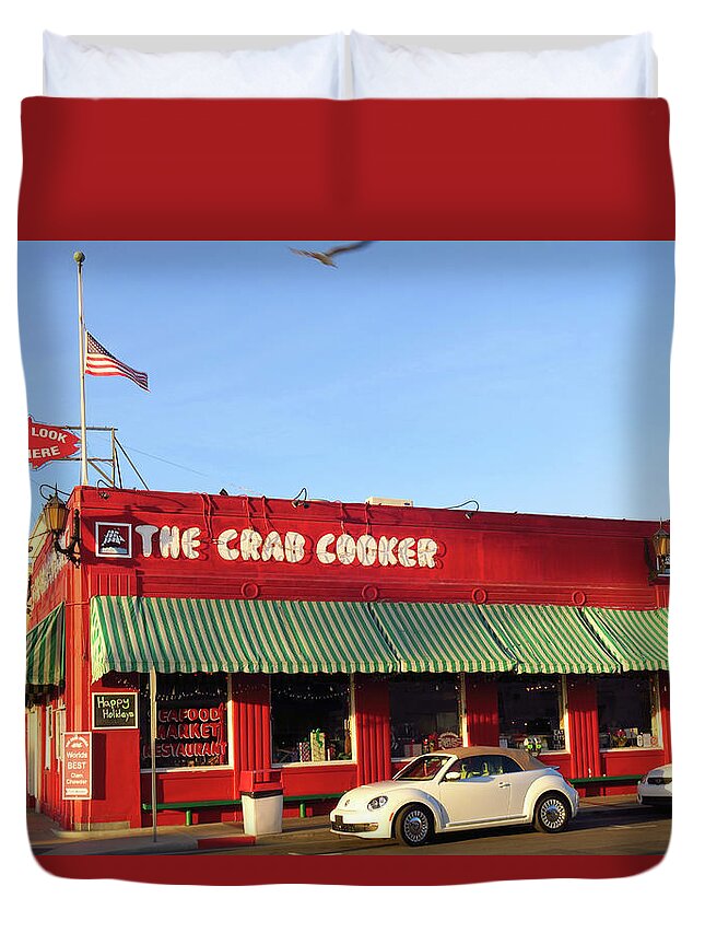 Crab Cooker Duvet Cover featuring the photograph The Crab Cooker in Balboa Park Newport Beach California by Ram Vasudev