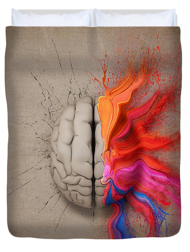 Brain Duvet Cover featuring the digital art The Creative Brain by Johan Swanepoel