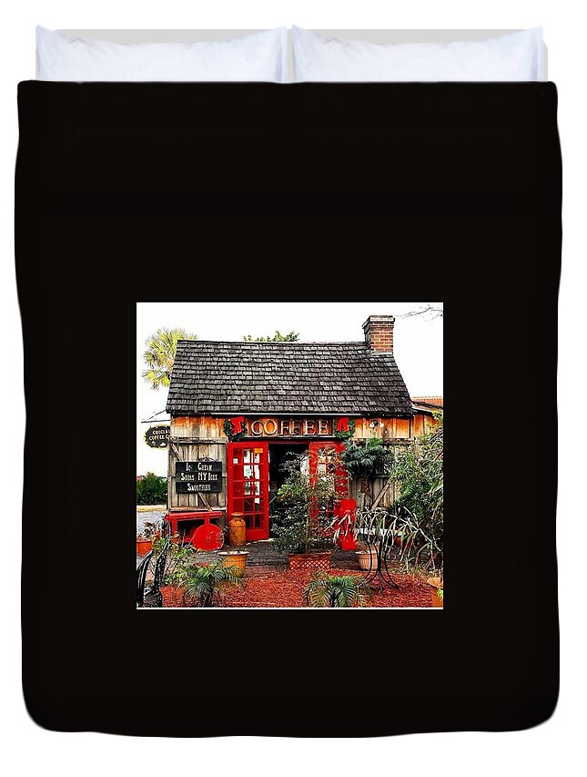Beautiful Duvet Cover featuring the photograph The Cute Little Coffee House by Janel Cortez
