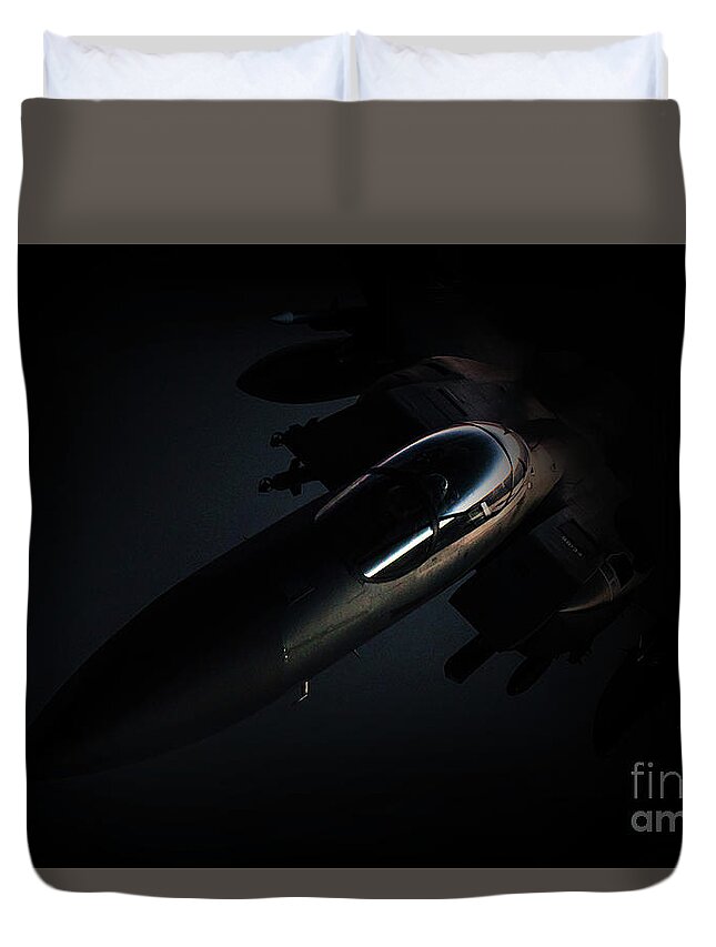 F15 Duvet Cover featuring the digital art The Dark Knight by Airpower Art