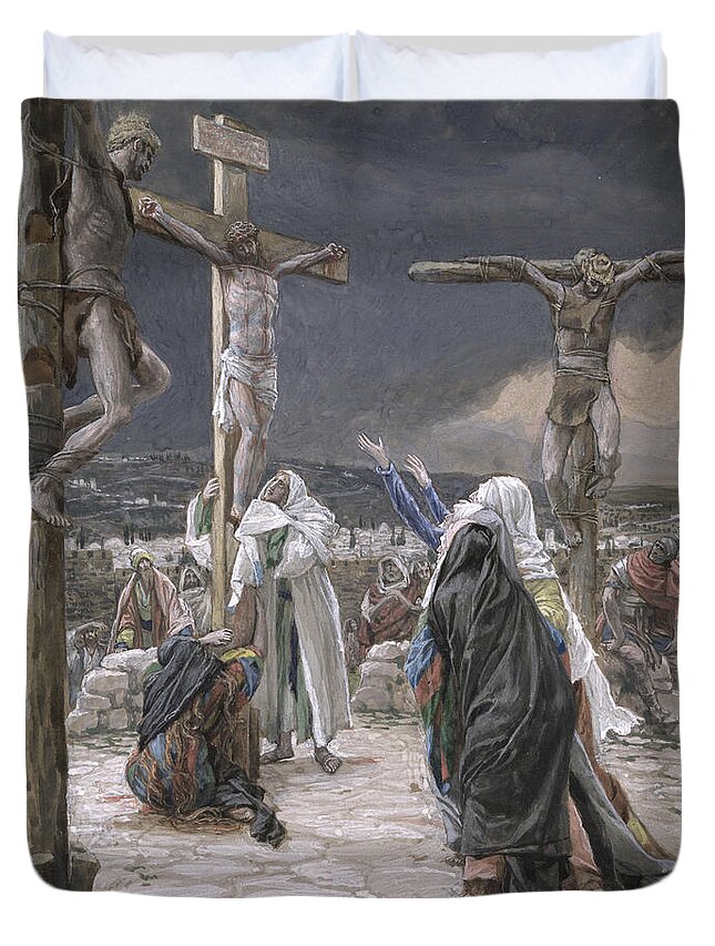 The Duvet Cover featuring the painting The Death of Jesus by Tissot