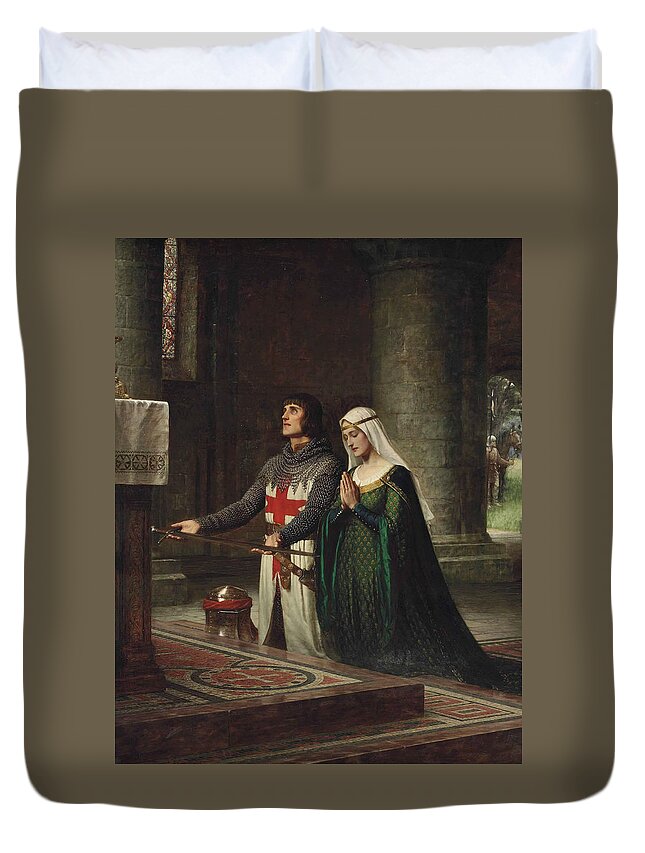 19th Century Art Duvet Cover featuring the painting The Dedication by Edmund Leighton