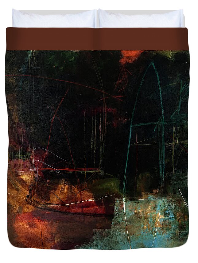 Abstract Art Duvet Cover featuring the painting The Deep End #1 by Jane Davies