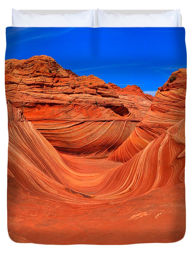 The Wave Duvet Cover featuring the photograph The Desert Wave by Adam Jewell