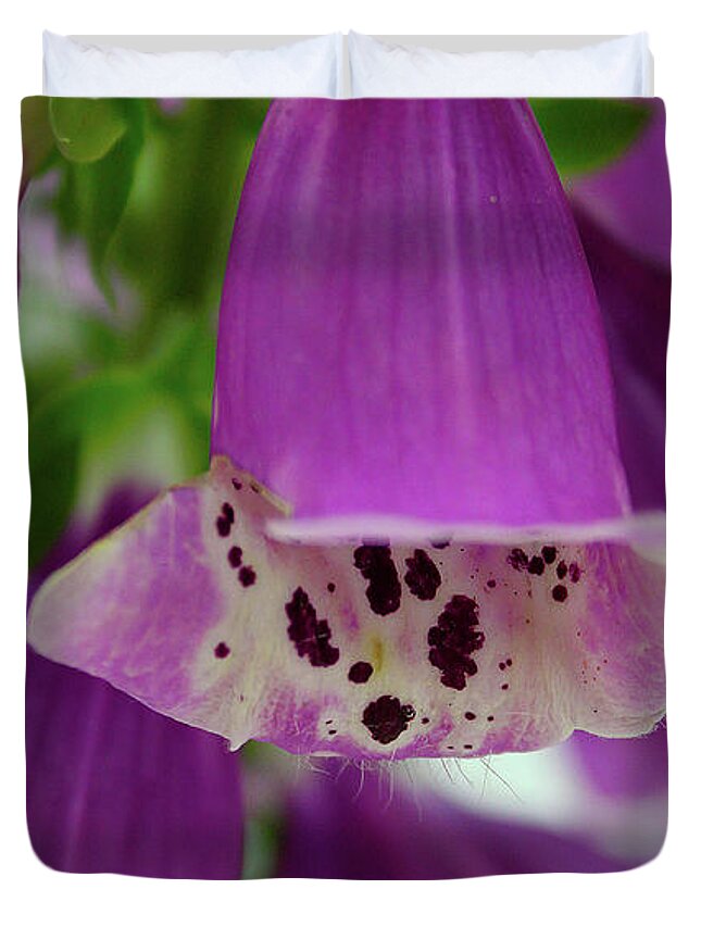 The Dew Of The Foxglove Duvet Cover featuring the photograph The Dew of the Foxglove by Susan Vineyard