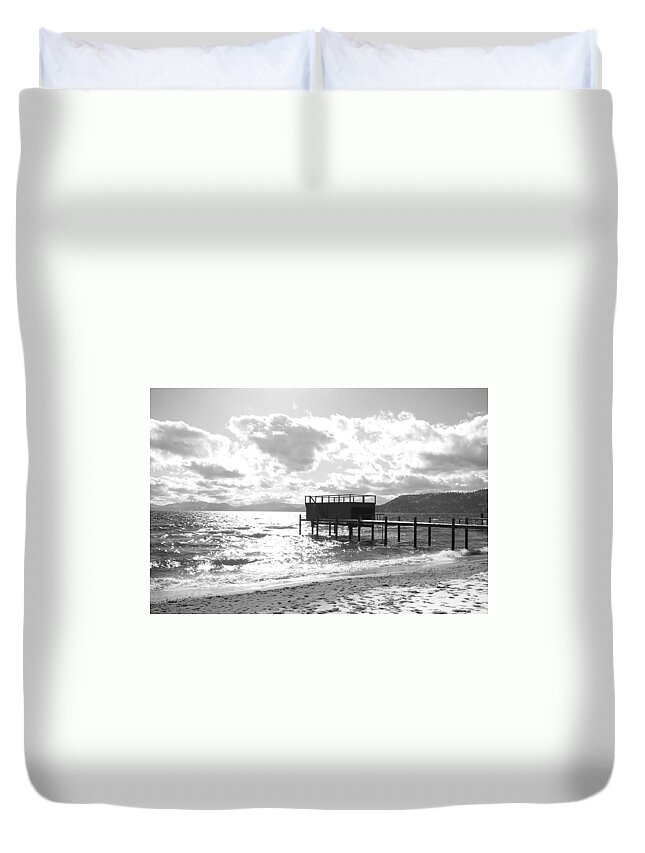 South Lake Tahoe Duvet Cover featuring the photograph The Dock in Tahoe by Kristy Urain