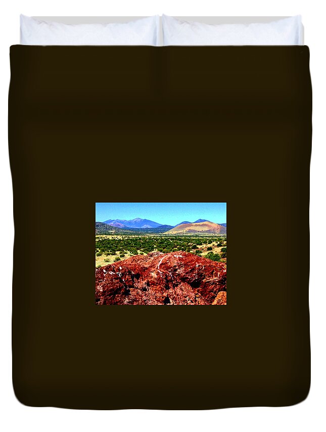 Ruins Duvet Cover featuring the photograph The Drama of the High Desert by Michael Oceanofwisdom Bidwell
