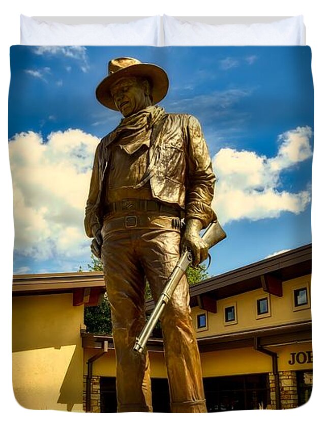 Statue Duvet Cover featuring the photograph The Duke by Mountain Dreams