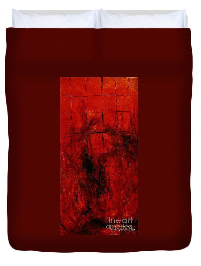 Abstract Landscapes Duvet Cover featuring the painting THE ELEMENTS Fire #3 by Laara WilliamSen