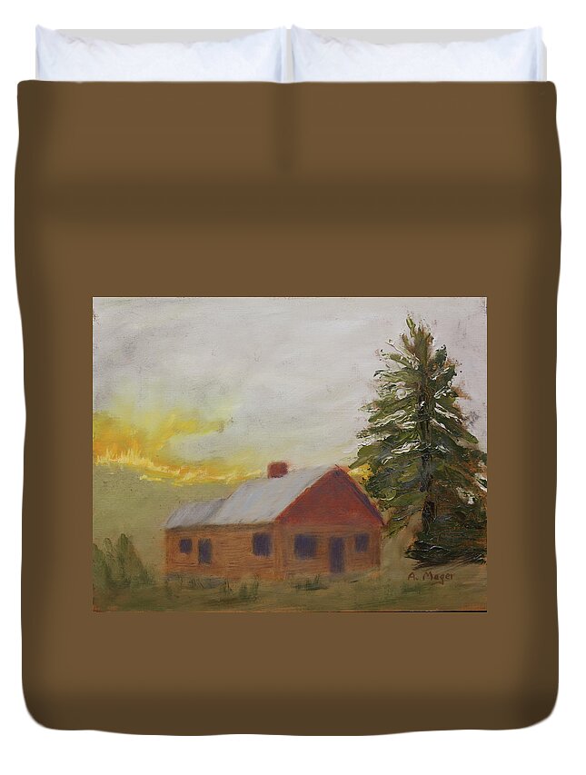 Painting Duvet Cover featuring the painting The End Is Near by Alan Mager