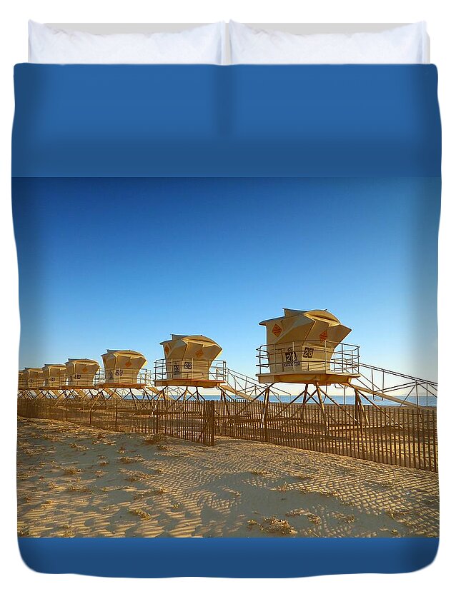 Lifeguard Tower Duvet Cover featuring the photograph The end of summer by Everette McMahan jr