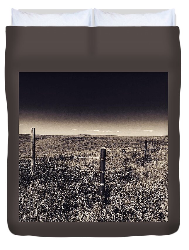 Konza Duvet Cover featuring the digital art The End of the Range by Michael Oceanofwisdom Bidwell