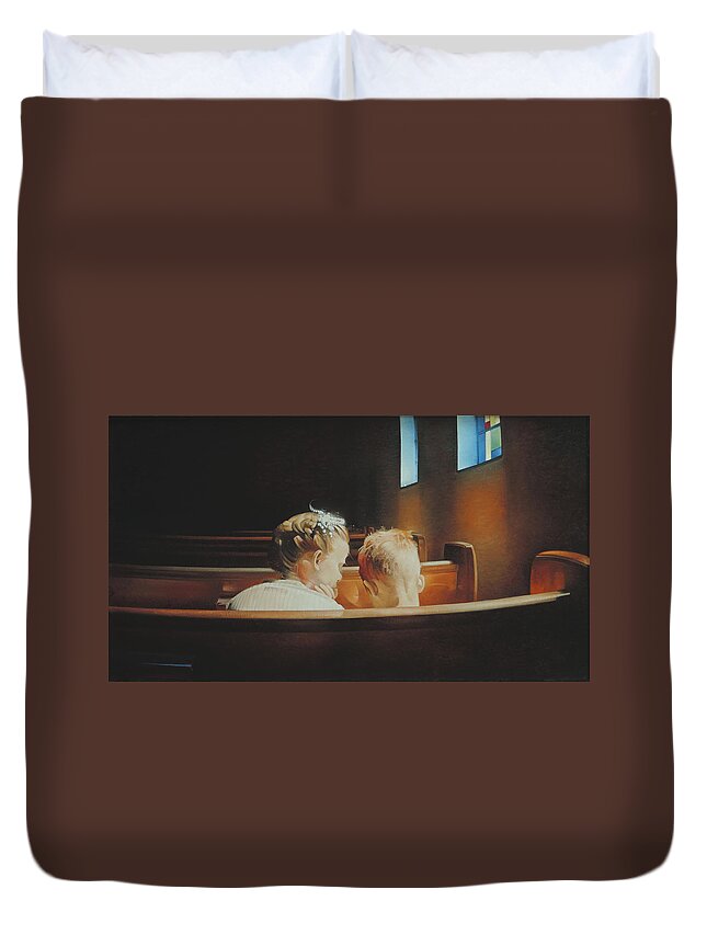 Church Duvet Cover featuring the painting The Enlightening by T S Carson