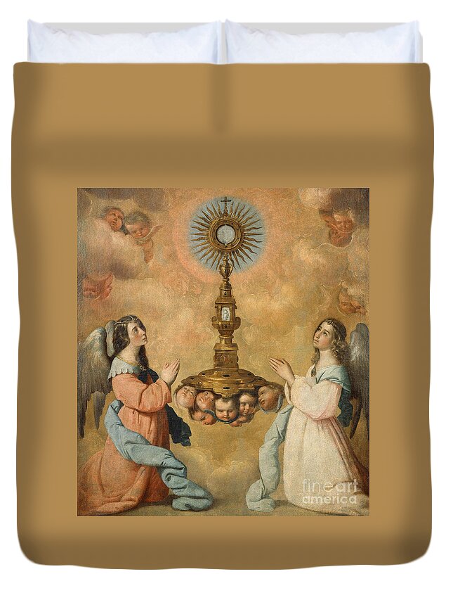 Zurbaran Duvet Cover featuring the painting The Eucharist by Francisco de Zurbaran