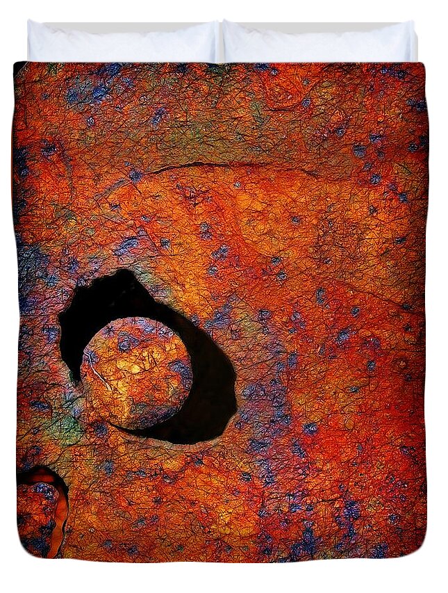 Rust Duvet Cover featuring the photograph The Eye of the Pelican by Judi Bagwell