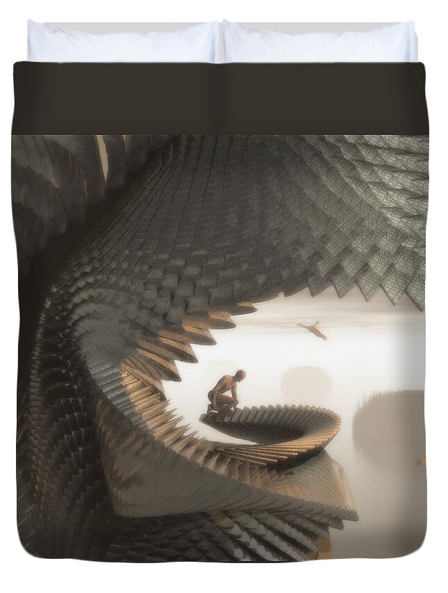 Eyrie Duvet Cover featuring the digital art The Eyrie by John Alexander