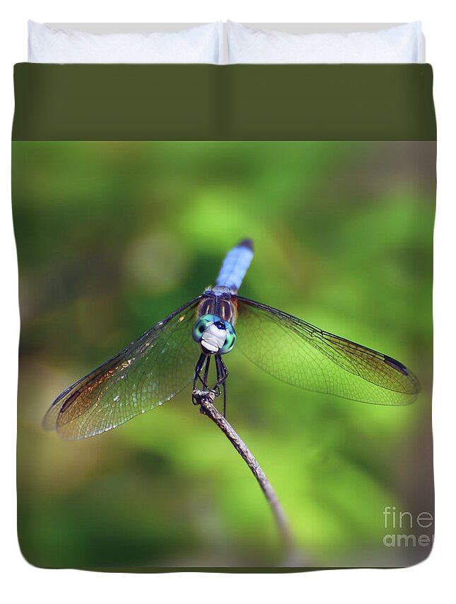 Dragonfly Duvet Cover featuring the photograph The Face of a Dragon by Kerri Farley