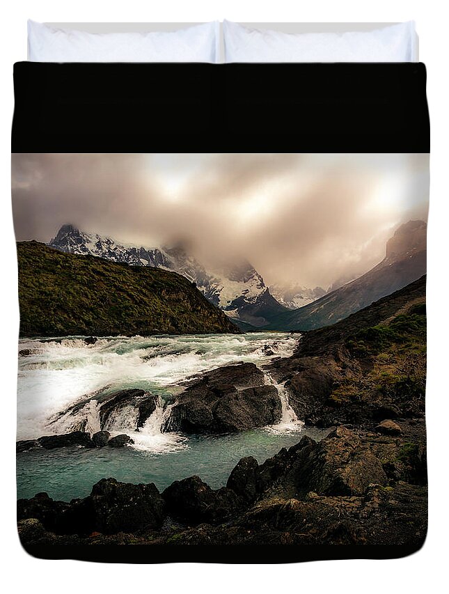 Waterfall Duvet Cover featuring the photograph The Falls by Andrew Matwijec