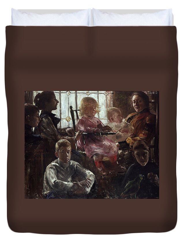 Lovis Corinth Duvet Cover featuring the painting The Family of the Painter Fritz Rumpf by Lovis Corinth