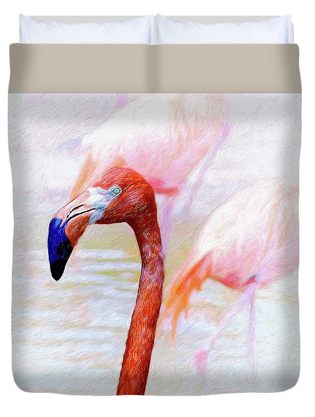 John+kolenberg Duvet Cover featuring the photograph The Flamingo by John Kolenberg