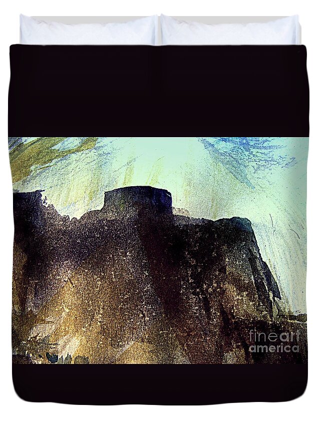 Abstract Landscape Painting Duvet Cover featuring the painting The Fortress by Nancy Kane Chapman