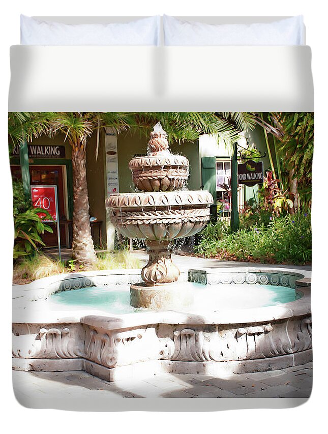 Fountain Duvet Cover featuring the photograph The Fountain by Gina O'Brien
