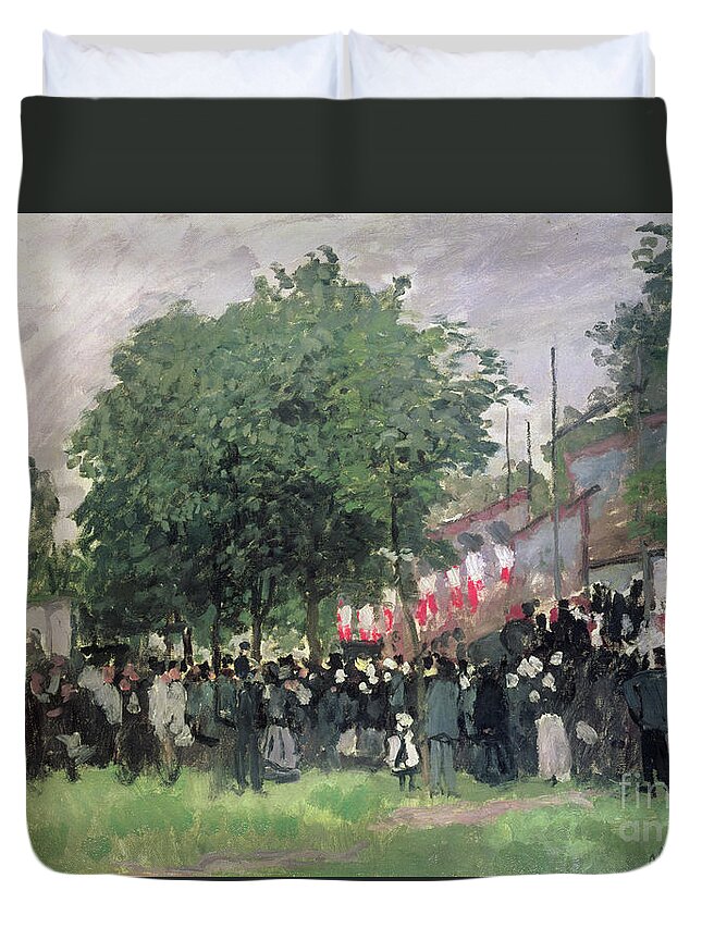 The Fourteenth Of July Duvet Cover featuring the painting The Fourteenth of July, Bastille Day by Claude Monet